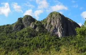 View of two mountain peaks in Salinas, Puerto Rico