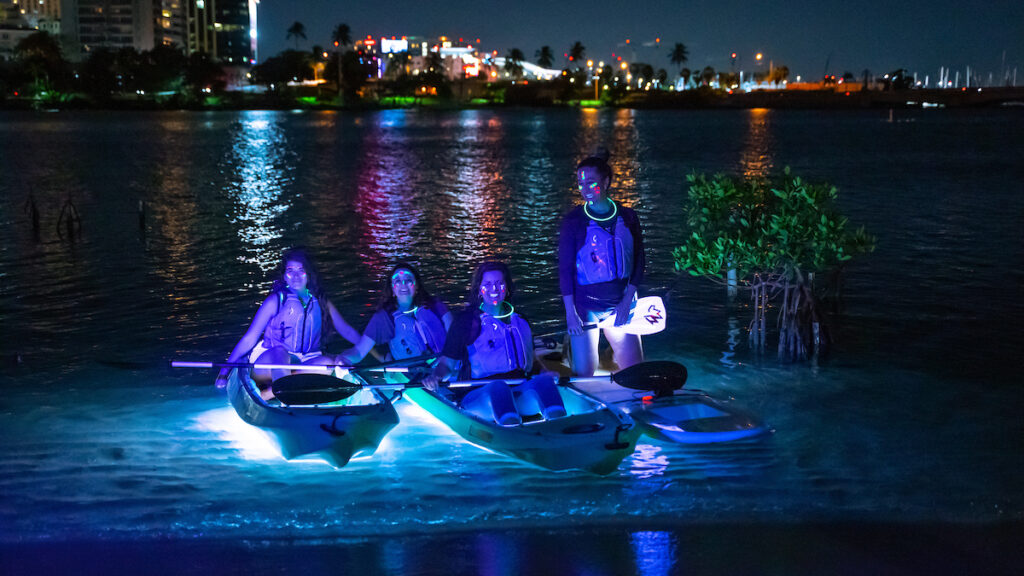 Night time kayaking in the Condado Lagoon